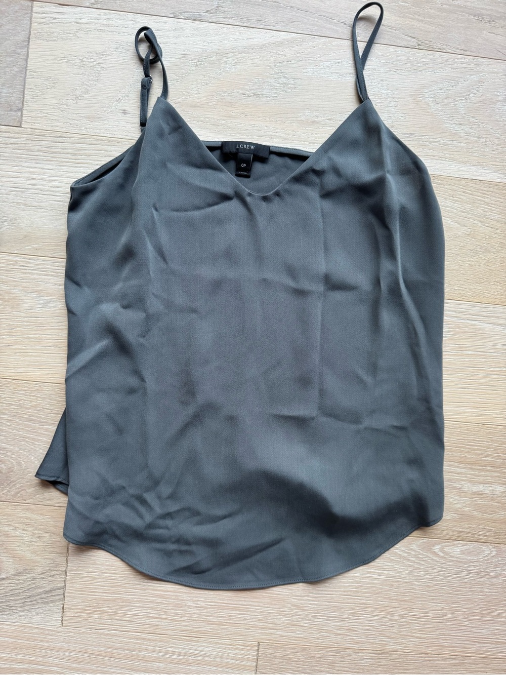 J.Crew Gray Satin V-Neck Spaghetti Strap Cami